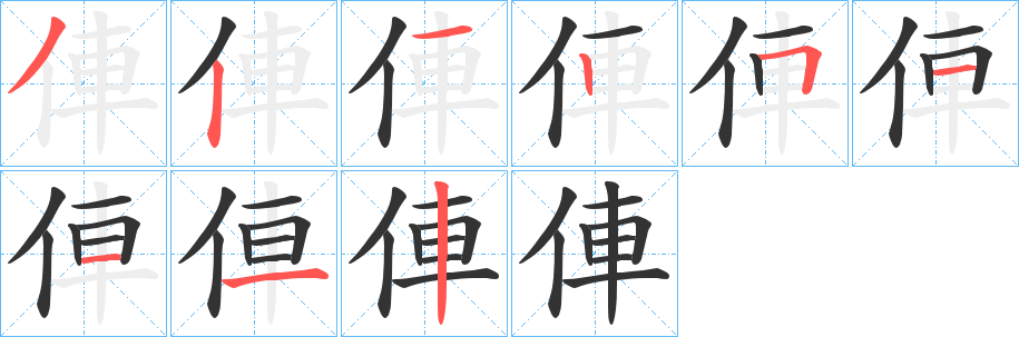 俥字笔画写法