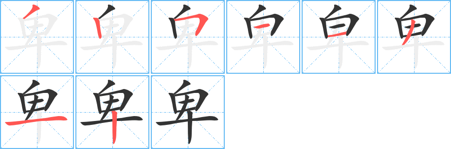 卑字笔画写法