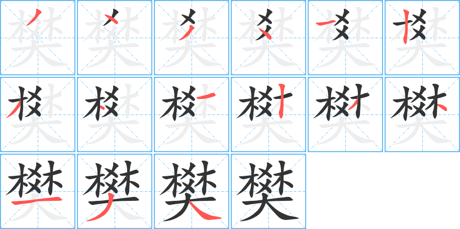 樊字笔画写法