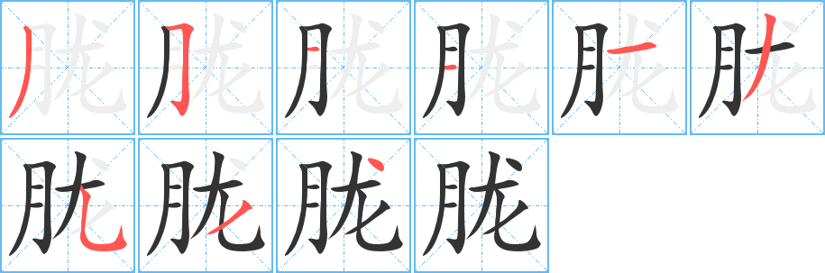 胧字笔画写法