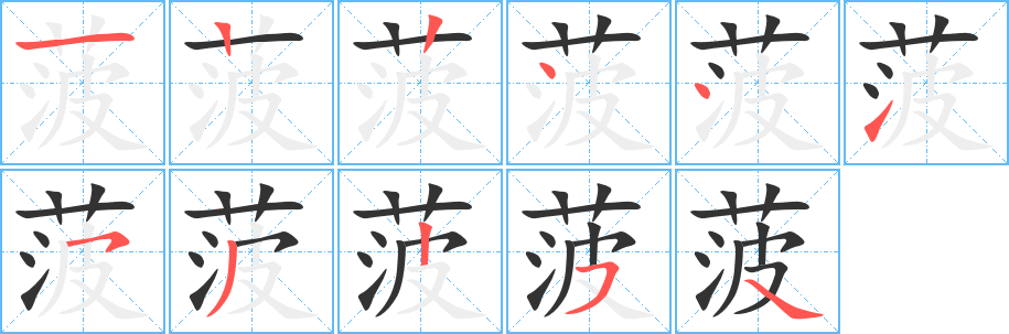 菠字笔画写法