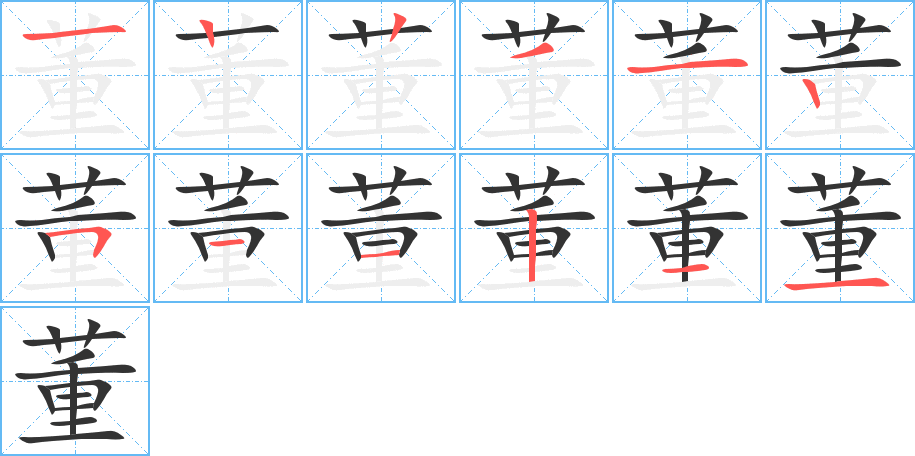 董字笔画写法