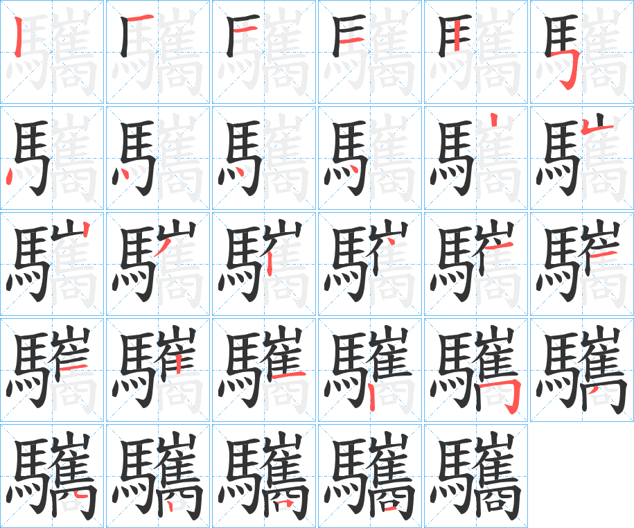 驨字笔画写法