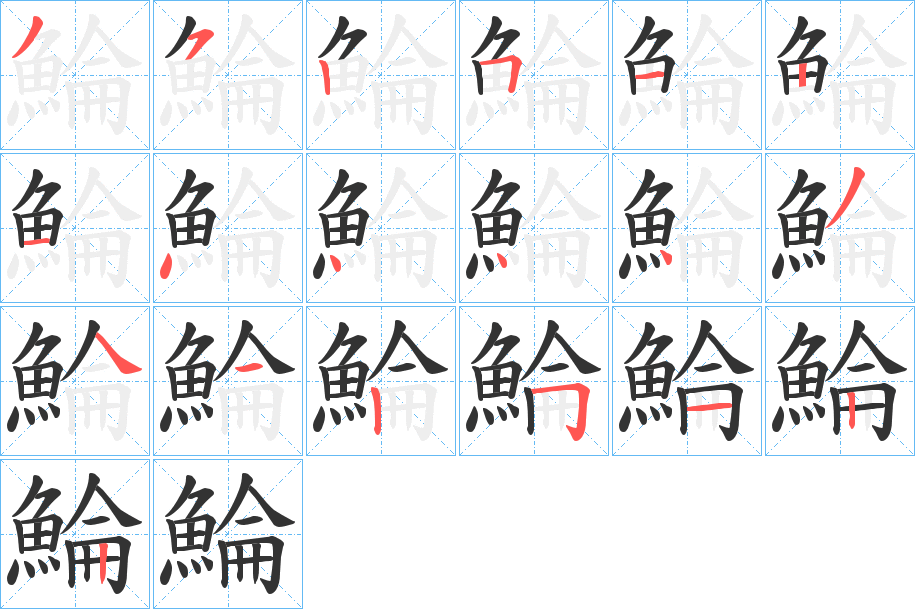 鯩字笔画写法