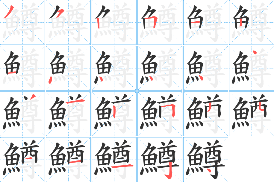 鱒字笔画写法